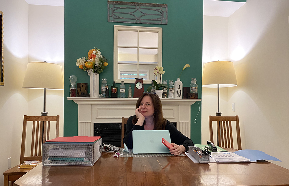 Washington Performing Arts President and CEO Jenny Bilfield at home desk. Photo courtesy of Bilfield.