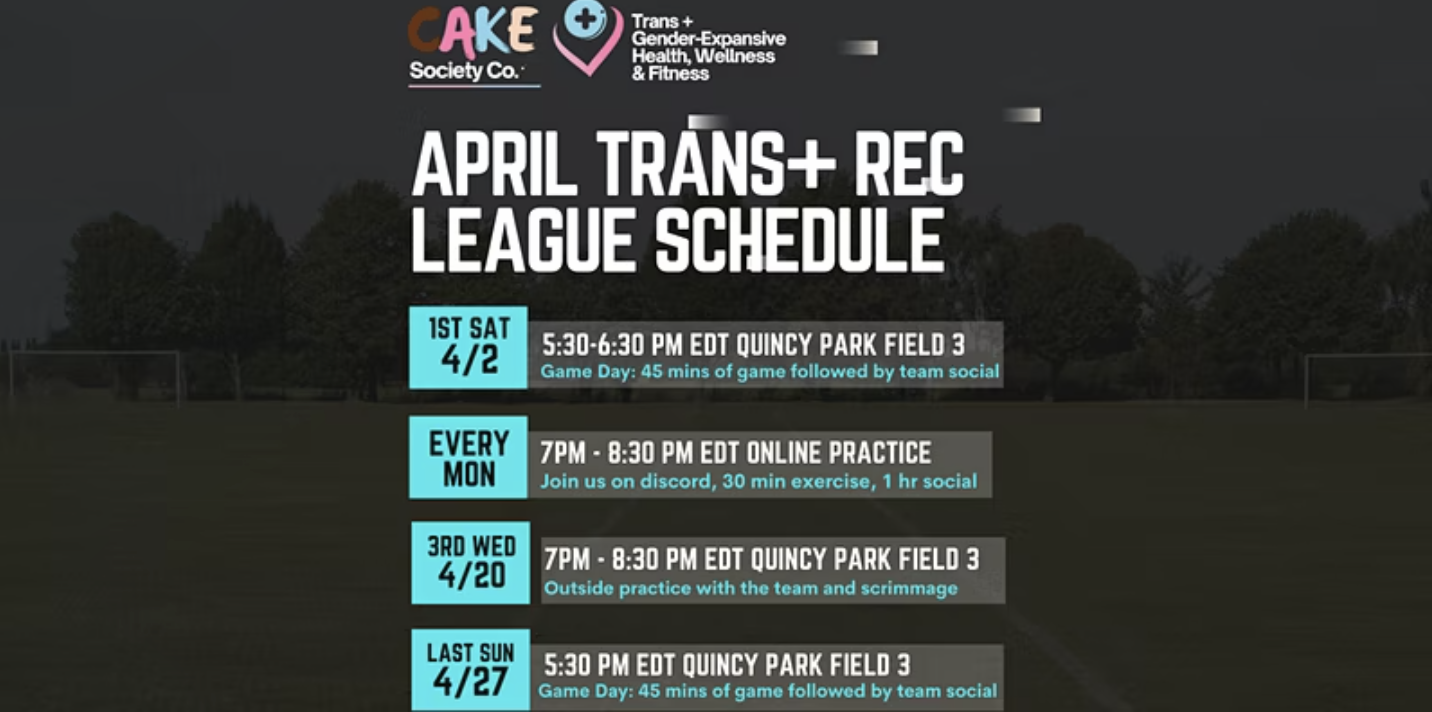 CAKE Society’s Trans + Rec Kickball League Team Game