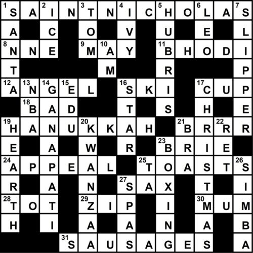 Crossword Answer Key December 2022 District Fray