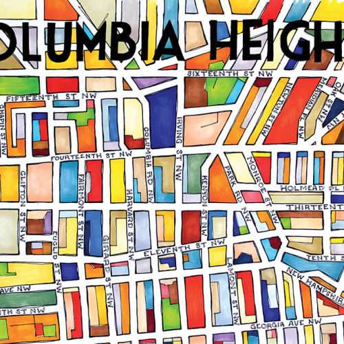 Columbia Heights map. Illustration by Tori Partridge of Terratorie.