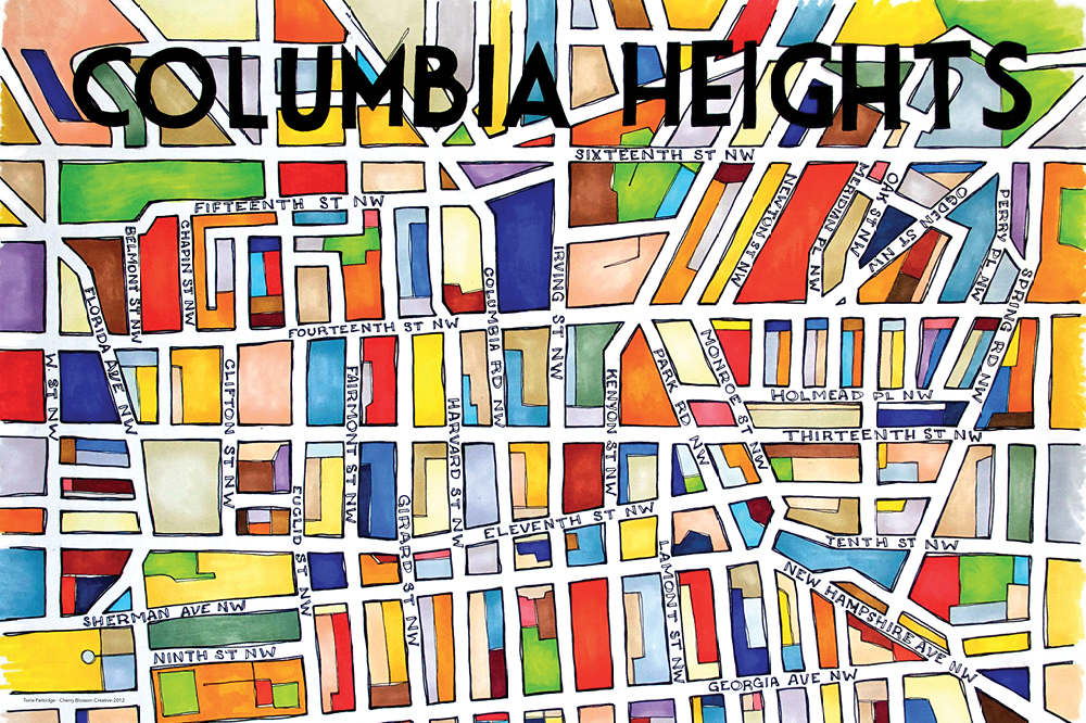 Columbia Heights map. Illustration by Tori Partridge of Terratorie.