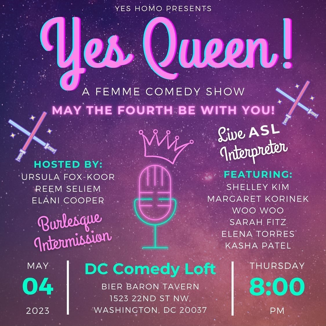 Yes Queen! A Femme Comedy Show – May the 4th Be With You Edition