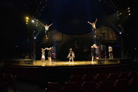 "Kurios: Cabinet of Curiosities” practice. Photo by Brandon Chen. Kurios